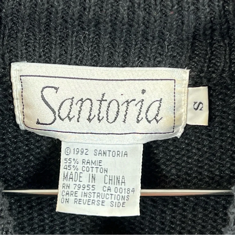 Vintage Santoria Geometric Multi Colored Rhinestone Beaded Pullover Sweater - Picture 3 of 6